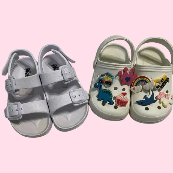 Cream and White Water Shoes with Fun Designs Set of 2 - Picture 2 of 11